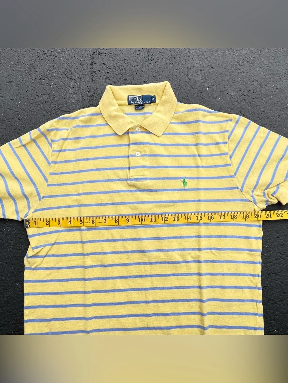 Polo Ralph Lauren classic yellow and blue striped short-sleeve polo shirt Size M